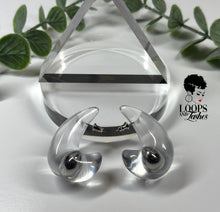 Load image into Gallery viewer, Clear Cascades are elegant earrings resembling cascading water droplets, crafted with transparent resin. Their sleek design adds a touch of sophistication to any outfit, providing a subtle yet striking accessory for all occasions.