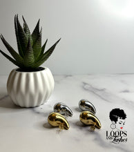 Load image into Gallery viewer, Explore Echo Drop Earrings – a chic blend of modern style and timeless allure. Crafted from stainless steel, chunky water drop studs in gold and silver. Comfortable, hypoallergenic design. Perfect for special events or everyday elegance. Make a statement with these captivating earrings