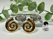 Load image into Gallery viewer, Swirl Studs: Elegant stainless steel earrings with a modern swirl design. Elevate your style effortlessly. Perfect for any occasion