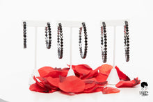 Load image into Gallery viewer, Small, medium and large black rhinestone hoop earrings