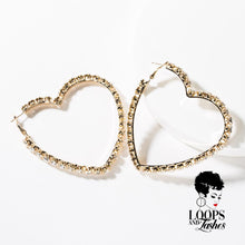 Load image into Gallery viewer, Rhinestone Heart Shaped Hoop Earrings