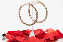 Load image into Gallery viewer, large multi colored rhinestone hoop earrings