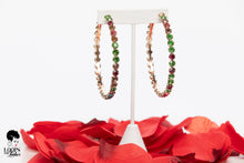 Load image into Gallery viewer, large multi colored rhinestone hoop earrings