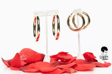 Load image into Gallery viewer, Large and small, thick silver and gold hoop earrings