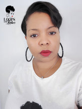 Load image into Gallery viewer, large black rhinestone hoop earrings