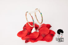 Load image into Gallery viewer, large multi colored rhinestone hoop earrings