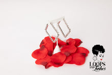 Load image into Gallery viewer, Square-shaped rhinestone hoop earrings