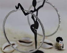 Load image into Gallery viewer, Thin Clear Rhinestone Hoop Earrings