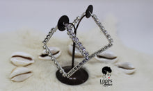 Load image into Gallery viewer, Square-shaped rhinestone hoop earrings
