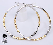 Load image into Gallery viewer, Two-Tone Dimpled Hoops
