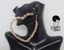Load image into Gallery viewer, Rhinestone Heart Shaped Hoop Earrings