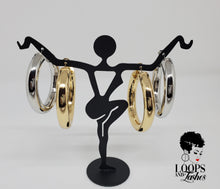 Load image into Gallery viewer, Small and thick silver and gold hoop earrings