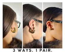 Load image into Gallery viewer, Pivot Hoops | 3-in-1 Convertible Gold &amp; Silver Earrings
