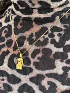 A stunning stainless steel PVD gold plated necklace with a pendant representing body positivity. The pendant showcases a women's body in a frame, symbolizing self-love and acceptance. Crafted with high-quality materials, this necklace promotes body positivity and empowers women to embrace their bodies